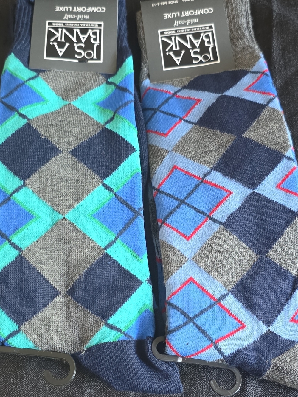 Jos. A. Bank Blue, Teal & Gray Argyle Dress Socks - Pair